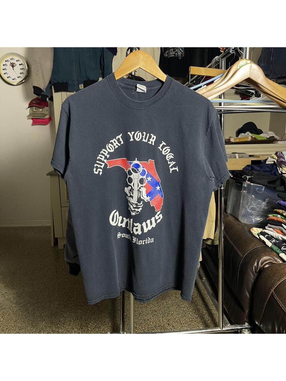 Vintage Outlaws Support Biker Shirt Mens Medium